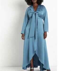 Eloquii Satin Gown with Tie Bodice